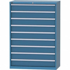 LISTA - 9 Drawer, 84 Compartment Bright Blue Steel Modular Storage Cabinet - USA Tool & Supply