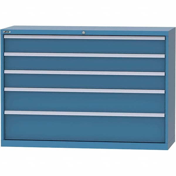 LISTA - 5 Drawer, 84 Compartment Bright Blue Steel Modular Storage Cabinet - USA Tool & Supply
