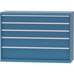 LISTA - 5 Drawer, 84 Compartment Bright Blue Steel Modular Storage Cabinet - USA Tool & Supply