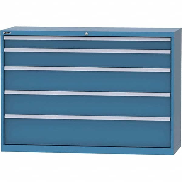 LISTA - 5 Drawer, 84 Compartment Bright Blue Steel Modular Storage Cabinet - USA Tool & Supply