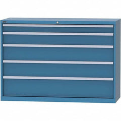 LISTA - 5 Drawer, 84 Compartment Bright Blue Steel Modular Storage Cabinet - USA Tool & Supply