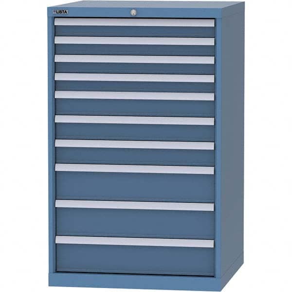 LISTA - 10 Drawer, 45 Compartment Bright Blue Steel Modular Storage Cabinet - USA Tool & Supply