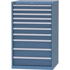 LISTA - 10 Drawer, 45 Compartment Bright Blue Steel Modular Storage Cabinet - USA Tool & Supply