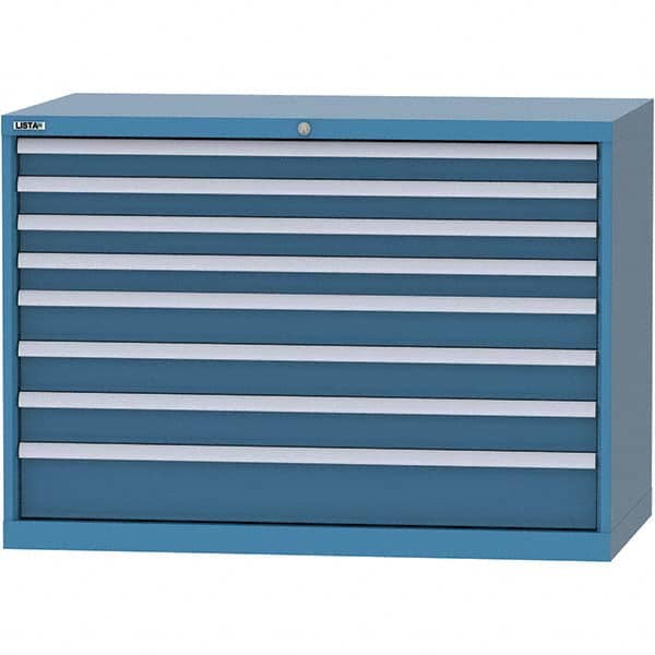 LISTA - 8 Drawer, 99 Compartment Bright Blue Steel Modular Storage Cabinet - USA Tool & Supply