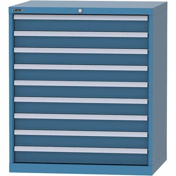 LISTA - 9 Drawer, 84 Compartment Bright Blue Steel Modular Storage Cabinet - USA Tool & Supply