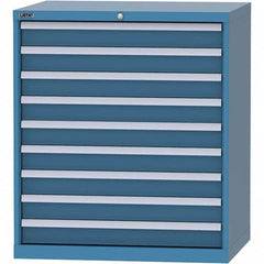 LISTA - 9 Drawer, 84 Compartment Bright Blue Steel Modular Storage Cabinet - USA Tool & Supply