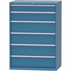 LISTA - 6 Drawer, 99 Compartment Bright Blue Steel Modular Storage Cabinet - USA Tool & Supply