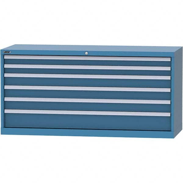 LISTA - 6 Drawer, 84 Compartment Bright Blue Steel Modular Storage Cabinet - USA Tool & Supply