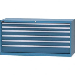 LISTA - 6 Drawer, 84 Compartment Bright Blue Steel Modular Storage Cabinet - USA Tool & Supply