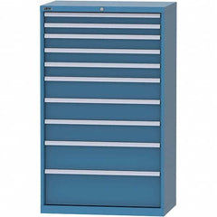 LISTA - 10 Drawer, 84 Compartment Bright Blue Steel Modular Storage Cabinet - USA Tool & Supply