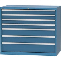 LISTA - 7 Drawer, 99 Compartment Bright Blue Steel Modular Storage Cabinet - USA Tool & Supply
