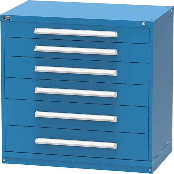 Vidmar - 6 Drawer, 45 Compartment Bright Blue Steel Modular Storage Cabinet - USA Tool & Supply