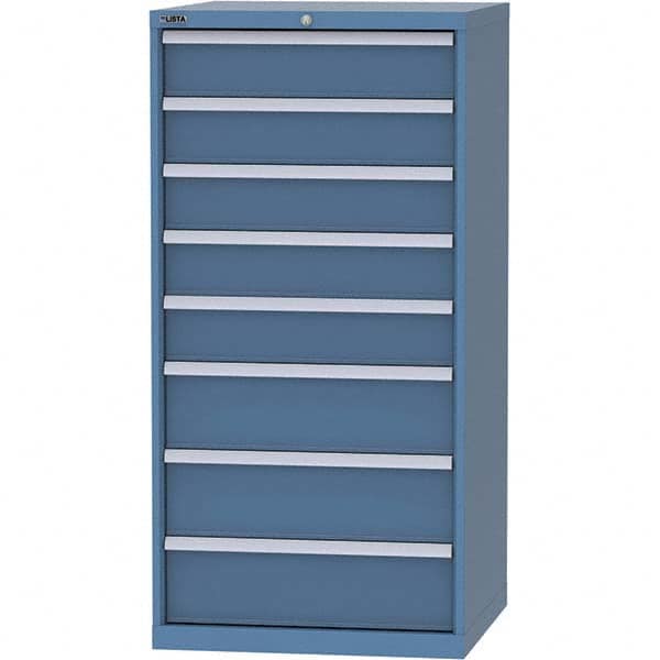 LISTA - 8 Drawer, 45 Compartment Bright Blue Steel Modular Storage Cabinet - USA Tool & Supply
