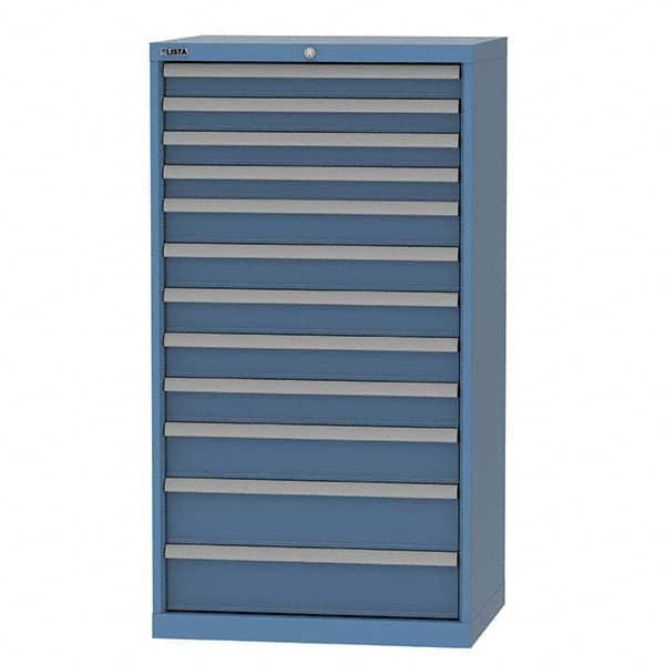 LISTA - 12 Drawer, 124 Compartment Bright Blue Steel Modular Storage Cabinet - USA Tool & Supply