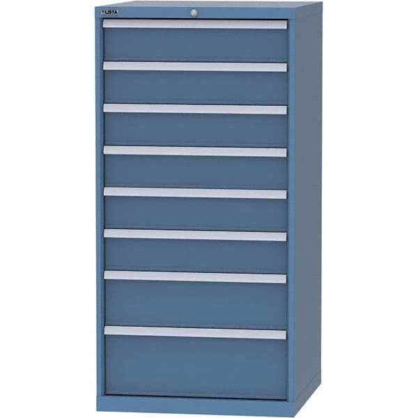 LISTA - 8 Drawer, 45 Compartment Bright Blue Steel Modular Storage Cabinet - USA Tool & Supply