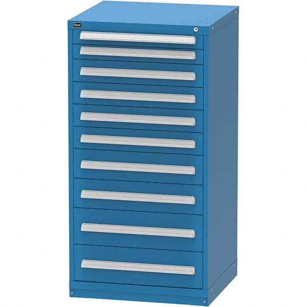 Vidmar - 10 Drawer Bright Blue Steel Modular Storage Cabinet - USA Tool & Supply