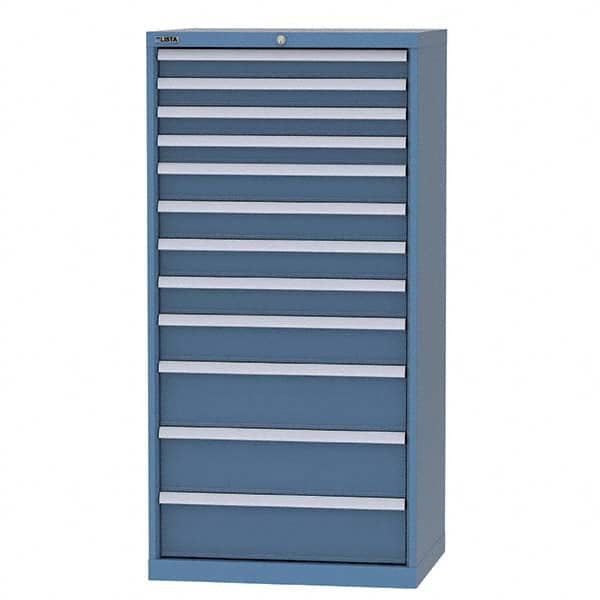 LISTA - 11 Drawer, 93 Compartment Bright Blue Steel Modular Storage Cabinet - USA Tool & Supply
