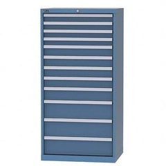 LISTA - 11 Drawer, 93 Compartment Bright Blue Steel Modular Storage Cabinet - USA Tool & Supply