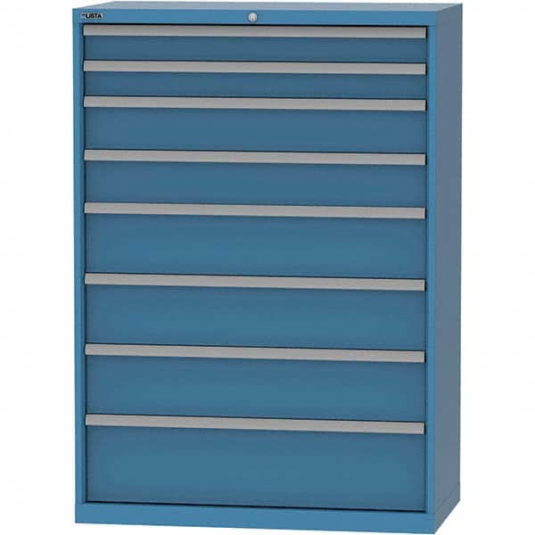 LISTA - 8 Drawer, 84 Compartment Bright Blue Steel Modular Storage Cabinet - USA Tool & Supply