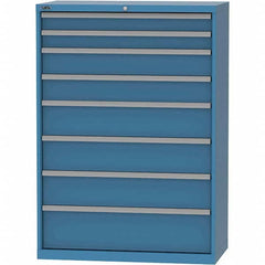 LISTA - 8 Drawer, 84 Compartment Bright Blue Steel Modular Storage Cabinet - USA Tool & Supply