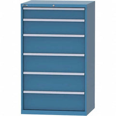 LISTA - 6 Drawer, 84 Compartment Bright Blue Steel Modular Storage Cabinet - USA Tool & Supply
