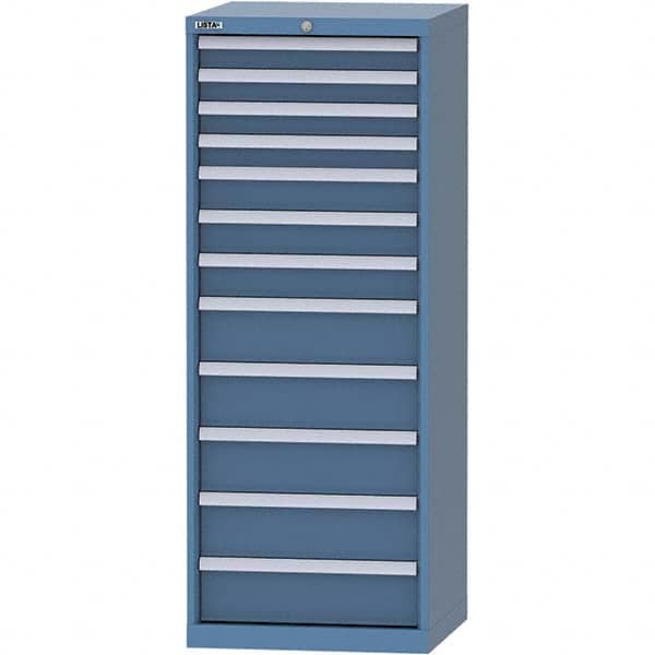 LISTA - 12 Drawer, 84 Compartment Bright Blue Steel Modular Storage Cabinet - USA Tool & Supply