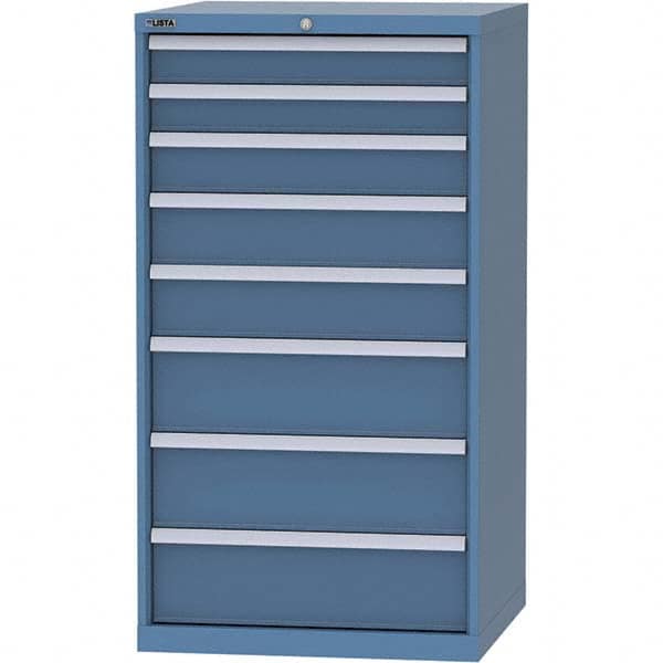 LISTA - 8 Drawer, 45 Compartment Bright Blue Steel Modular Storage Cabinet - USA Tool & Supply