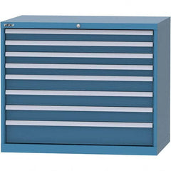 LISTA - 8 Drawer, 99 Compartment Bright Blue Steel Modular Storage Cabinet - USA Tool & Supply