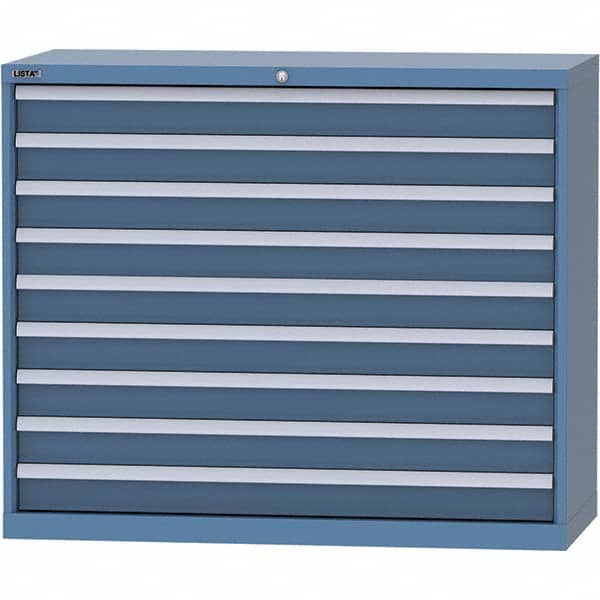 LISTA - 9 Drawer, 99 Compartment Bright Blue Steel Modular Storage Cabinet - USA Tool & Supply