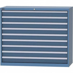 LISTA - 9 Drawer, 99 Compartment Bright Blue Steel Modular Storage Cabinet - USA Tool & Supply