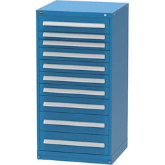 Vidmar - 10 Drawer, 60 Compartment Bright Blue Steel Modular Storage Cabinet - USA Tool & Supply