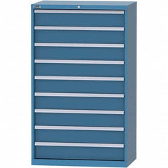 LISTA - 9 Drawer, 84 Compartment Bright Blue Steel Modular Storage Cabinet - USA Tool & Supply