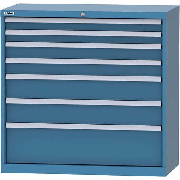 LISTA - 7 Drawer, 84 Compartment Red Steel Modular Storage Cabinet - USA Tool & Supply