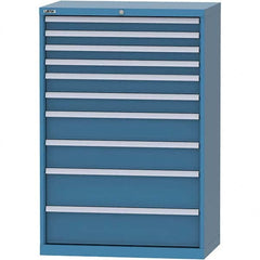 LISTA - 10 Drawer, 84 Compartment Bright Blue Steel Modular Storage Cabinet - USA Tool & Supply