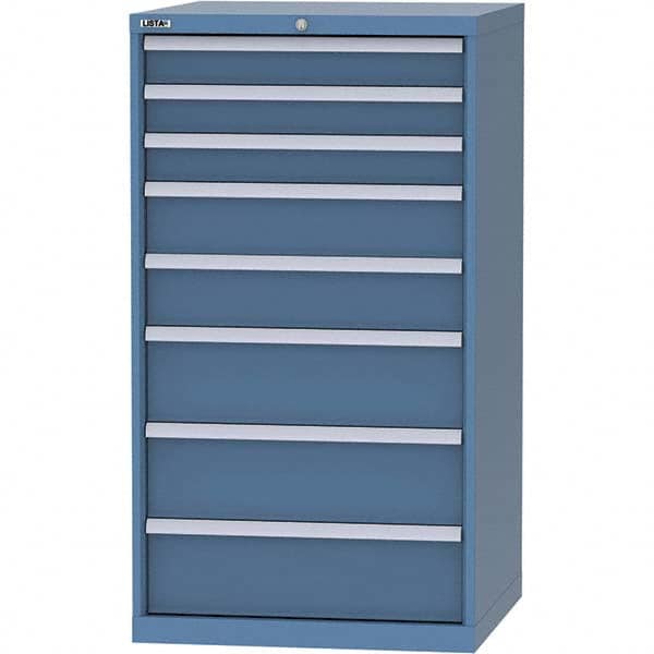 LISTA - 8 Drawer, 45 Compartment Bright Blue Steel Modular Storage Cabinet - USA Tool & Supply