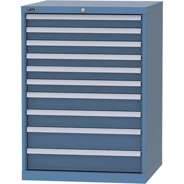 LISTA - 10 Drawer, 45 Compartment Bright Blue Steel Modular Storage Cabinet - USA Tool & Supply