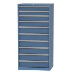 LISTA - 10 Drawer, 93 Compartment Bright Blue Steel Modular Storage Cabinet - USA Tool & Supply