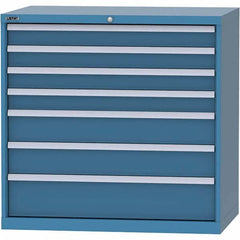 LISTA - 7 Drawer, 99 Compartment Bright Blue Steel Modular Storage Cabinet - USA Tool & Supply