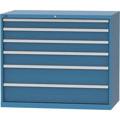LISTA - 6 Drawer, 99 Compartment Bright Blue Steel Modular Storage Cabinet - USA Tool & Supply