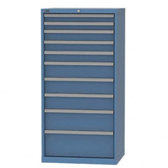 LISTA - 10 Drawer, 93 Compartment Bright Blue Steel Modular Storage Cabinet - USA Tool & Supply