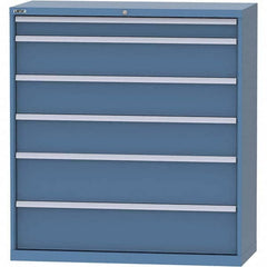 LISTA - 6 Drawer, 99 Compartment Bright Blue Steel Modular Storage Cabinet - USA Tool & Supply