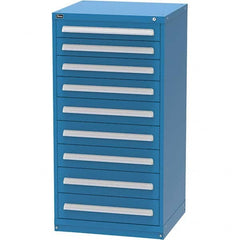 Vidmar - 9 Drawer, 344 Compartment Bright Blue Steel Modular Storage Cabinet - USA Tool & Supply