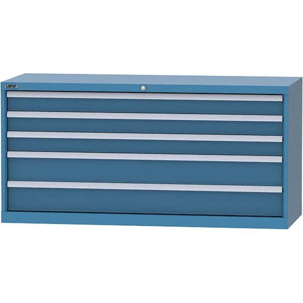 LISTA - 5 Drawer, 84 Compartment Bright Blue Steel Modular Storage Cabinet - USA Tool & Supply