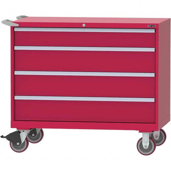 LISTA - 4 Drawer, 99 Compartment Bright Blue Steel Modular Storage Cabinet - USA Tool & Supply