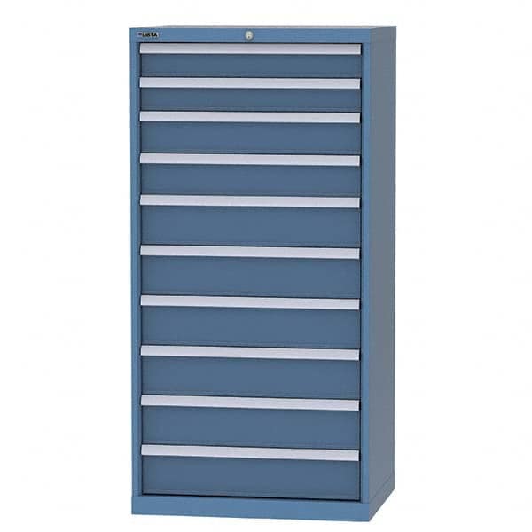 LISTA - 9 Drawer, 93 Compartment Bright Blue Steel Modular Storage Cabinet - USA Tool & Supply