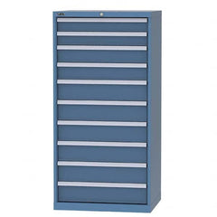 LISTA - 9 Drawer, 124 Compartment Bright Blue Steel Modular Storage Cabinet - USA Tool & Supply