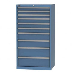 LISTA - 10 Drawer, 124 Compartment Bright Blue Steel Modular Storage Cabinet - USA Tool & Supply