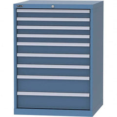 LISTA - 9 Drawer, 45 Compartment Bright Blue Steel Modular Storage Cabinet - USA Tool & Supply