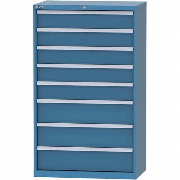 LISTA - 8 Drawer, 84 Compartment Bright Blue Steel Modular Storage Cabinet - USA Tool & Supply
