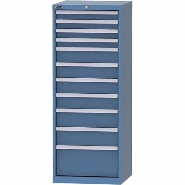 LISTA - 11 Drawer, 84 Compartment Bright Blue Steel Modular Storage Cabinet - USA Tool & Supply